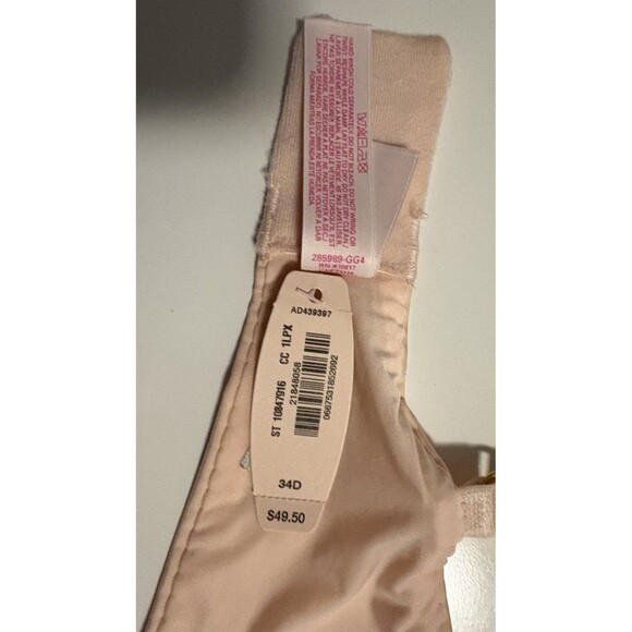 Victoria's Secret Peach Floral Lace Underwire Unlined Demi Bra Size 34D NWT - Picture 16 of 16